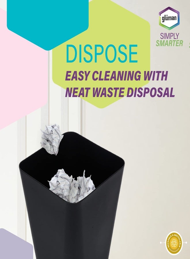 Gluman Open-Top Waste Bin for Home and Office | High Grade Plastic | Conveniently Small and Portable Size | Durable & Long-lasting (7 Litre Bin) (Black (Pack of 2)) - Image 4